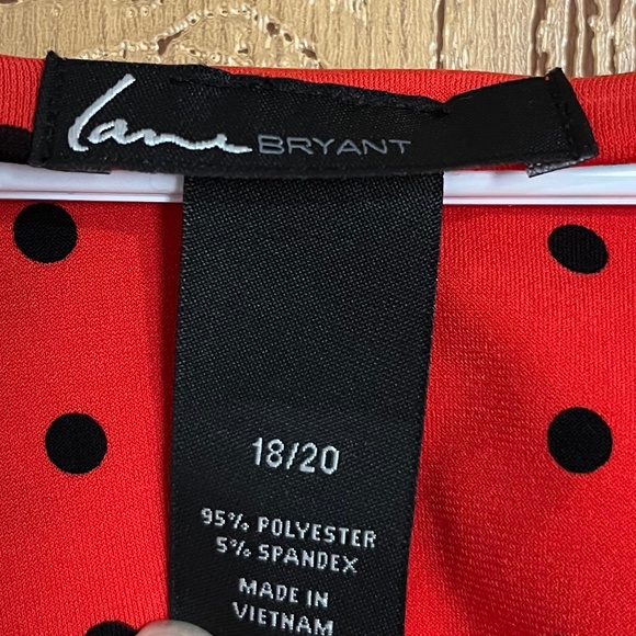 Lane Bryant Women’s Red with Black Polka Dots Belted Slip In Dress Sz-18/20 - Picture 6 of 7